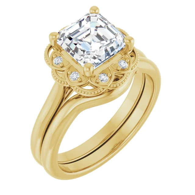 Asscher Antique Inspired Design Engagement Ring