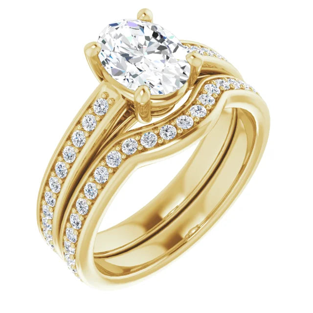 Oval Yellow Gold Claw Set Style Moissanite Engagement Ring
