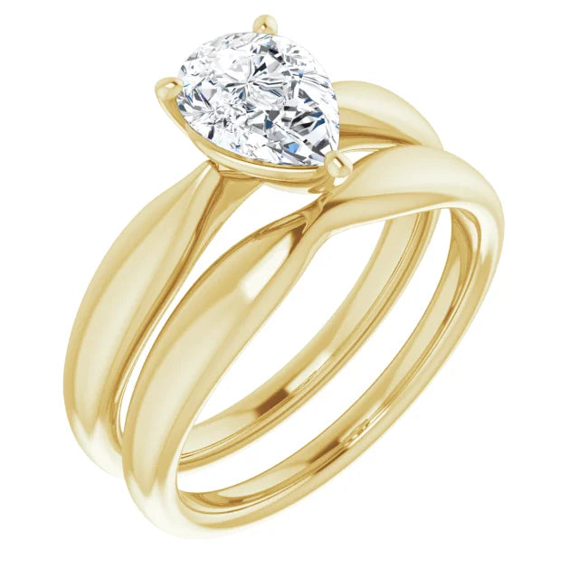 Pear Knife Edge Solitaire Engagement Ring