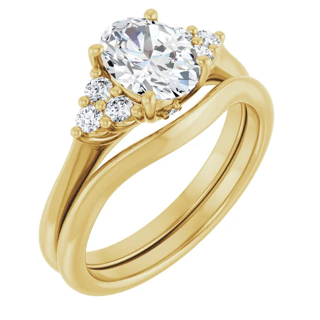 Oval Yellow Gold Accent Style Moissanite Engagement Ring