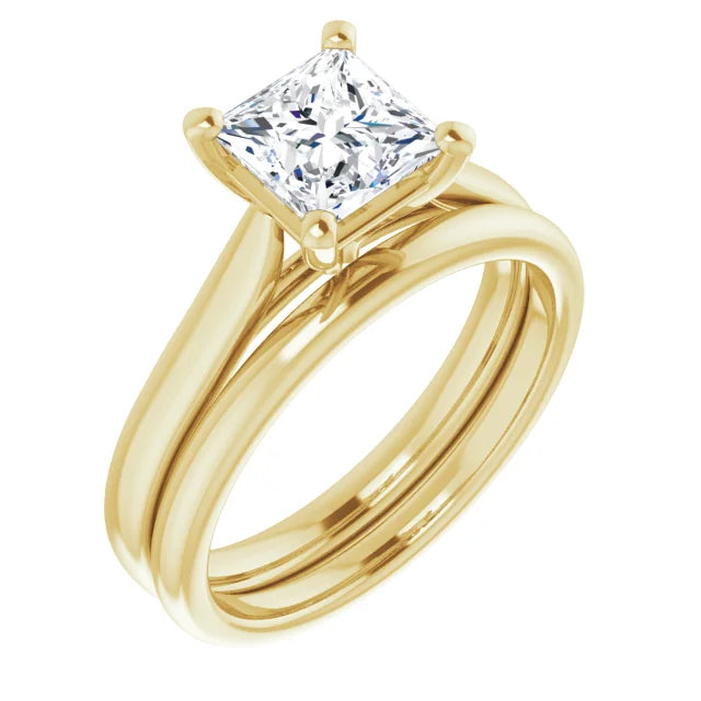Four Claw Princess Solitaire Engagement Ring