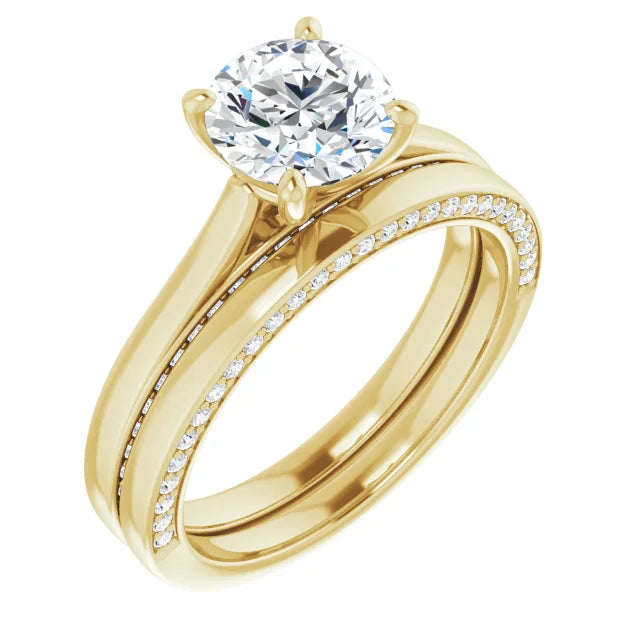 Round Brilliant Solitaire & Hidden Diamond Band Engagement Ring