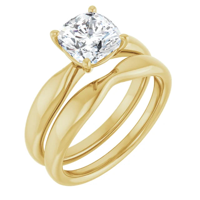 Cushion Knife Edge Solitaire Engagement Ring