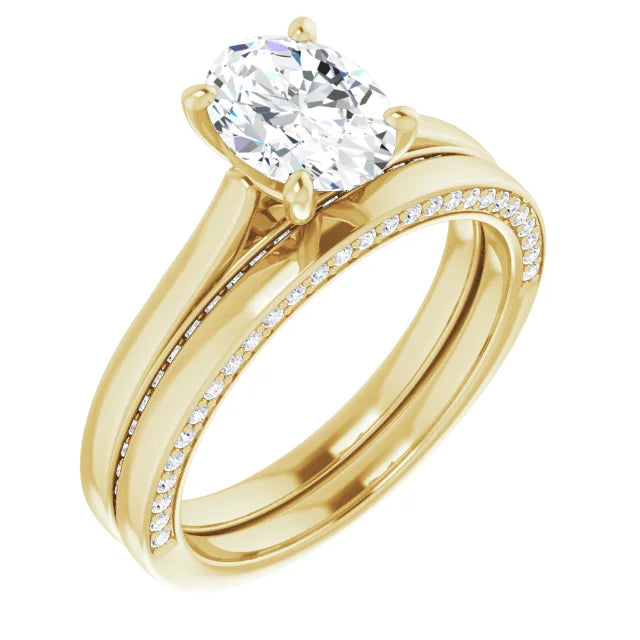 Oval Yellow Gold Solitaire Moissanite Engagement Ring