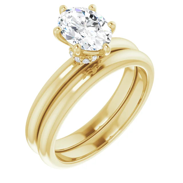 Oval Yellow Gold Solitaire Moissanite Engagement Ring