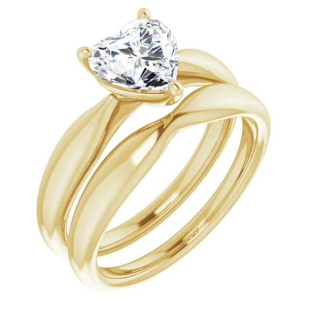 Heart Yellow Gold Solitaire Moissanite Engagement Ring
