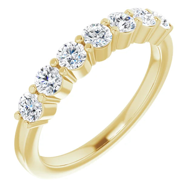 Seven Stone Round Brilliant Moissanite Anniversary Band