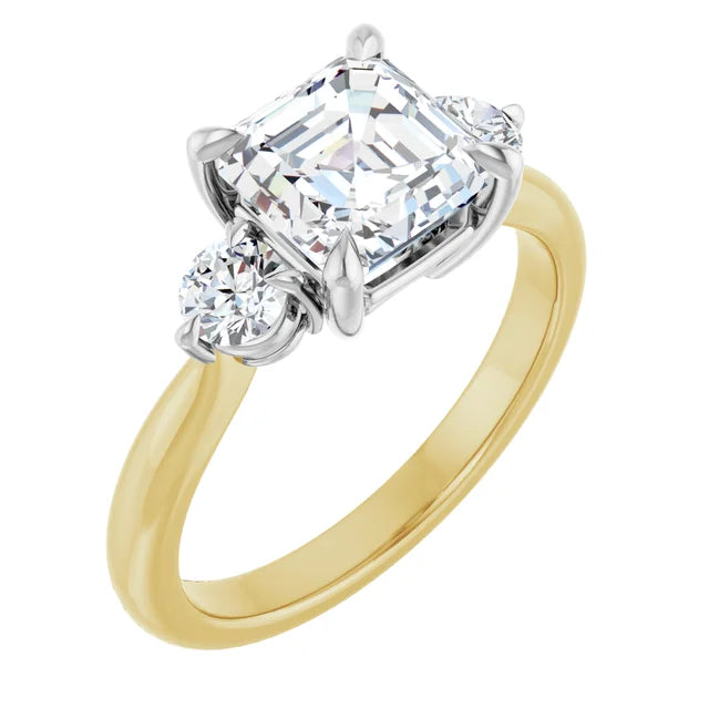 Asscher Accent Engagement Ring