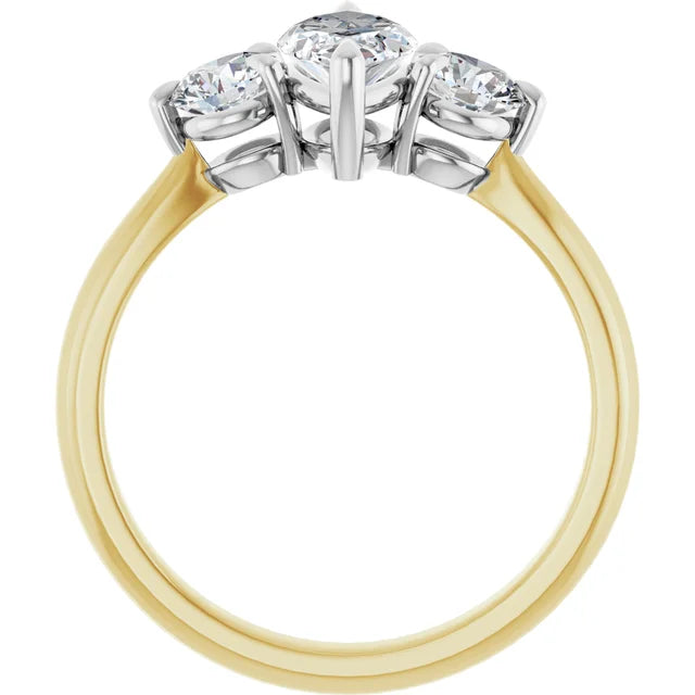 Marquise White & Yellow Gold Tri Stone Moissanite Engagement Ring