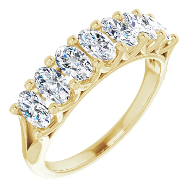 Seven Stone Oval Cut Moissanite Anniversary Band