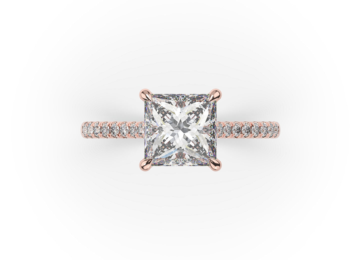 Princess Rose Gold Hidden Halo Moissanite Engagement Ring