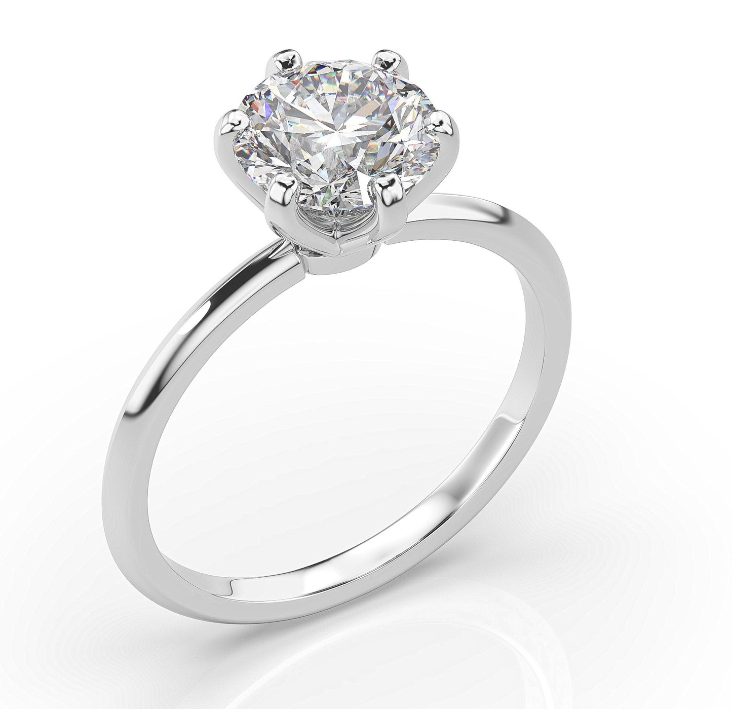 Six Claw Round Brilliant Solitaire Engagement Ring