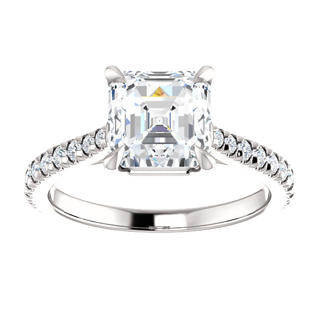 Asscher Claw Set Style Engagement Ring - I Heart Moissanites