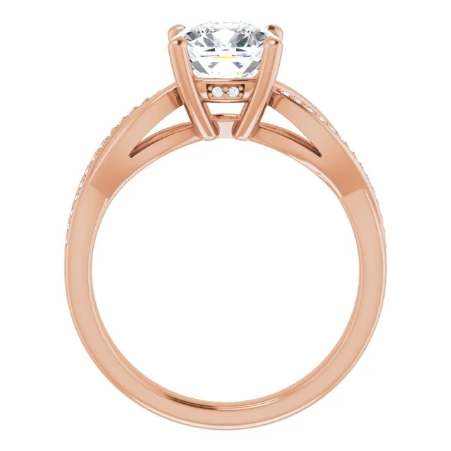 Cushion Claw Set Twist Style Engagement Ring