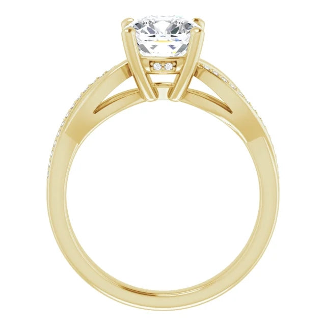 Cushion Claw Set Twist Style Engagement Ring