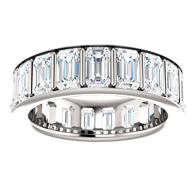 5.70ct Emerald Channel Set Moissanite Eternity Band - I Heart Moissanites