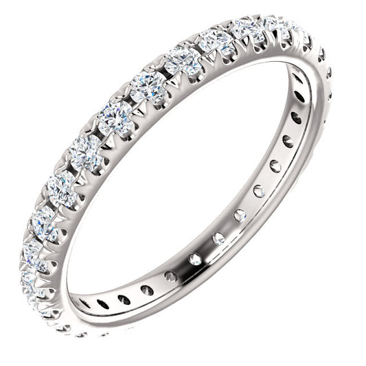 Round Brilliant French Set Moissanite Eternity Band - I Heart Moissanites