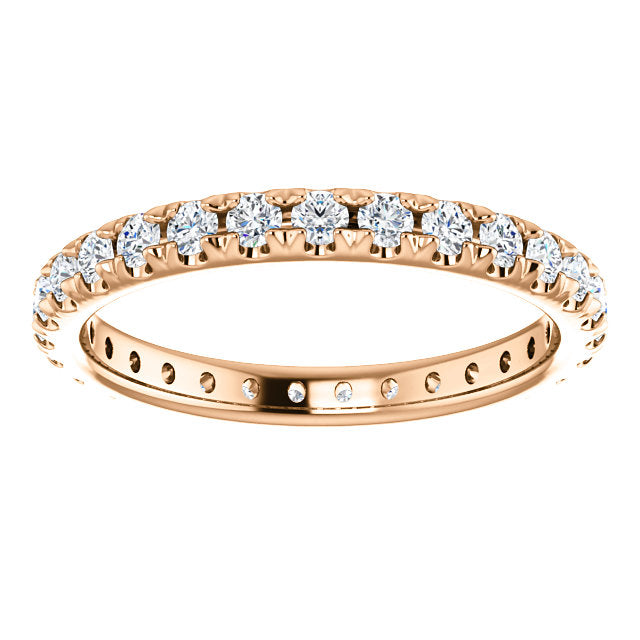 Round Brilliant French Set Moissanite Eternity Band - I Heart Moissanites