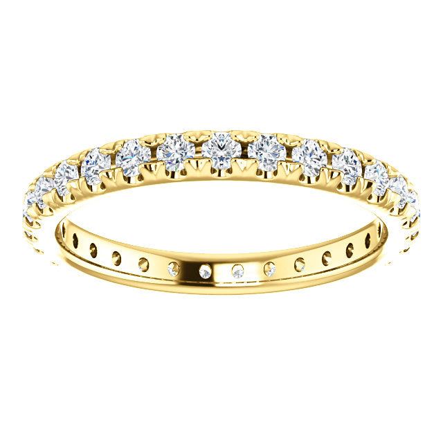 Round Brilliant French Set Moissanite Eternity Band - I Heart Moissanites
