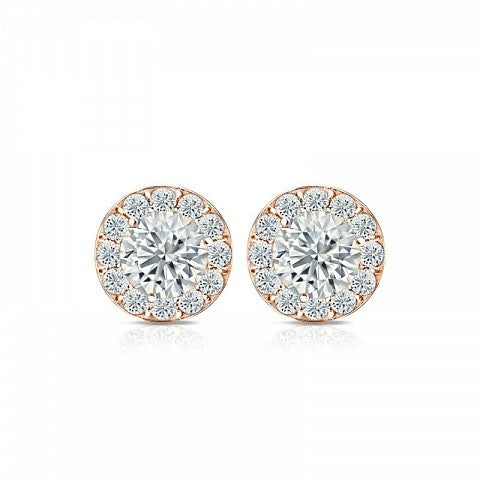 Halo Style Stud Earrings - I Heart Moissanites