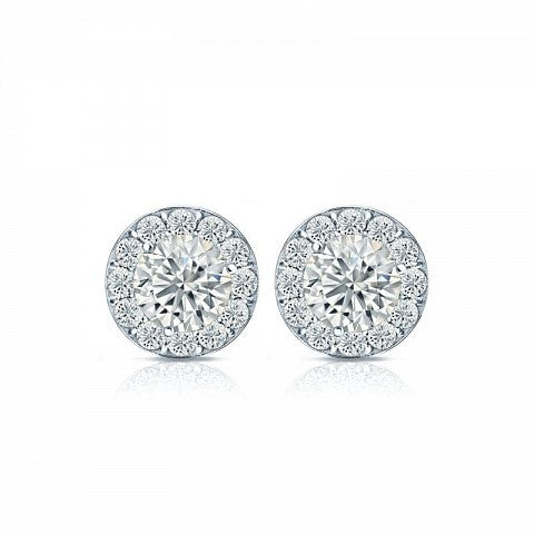 Halo Style Stud Earrings - I Heart Moissanites