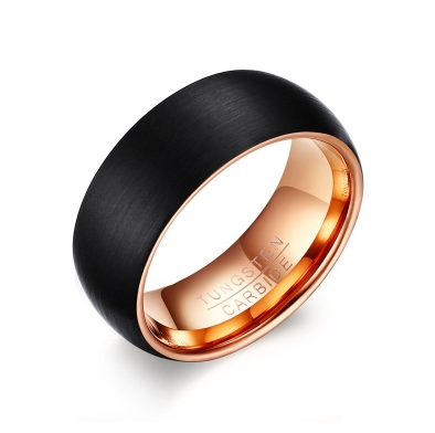 Tungsten Black & Gold Brushed Finish 8mm Men's Ring