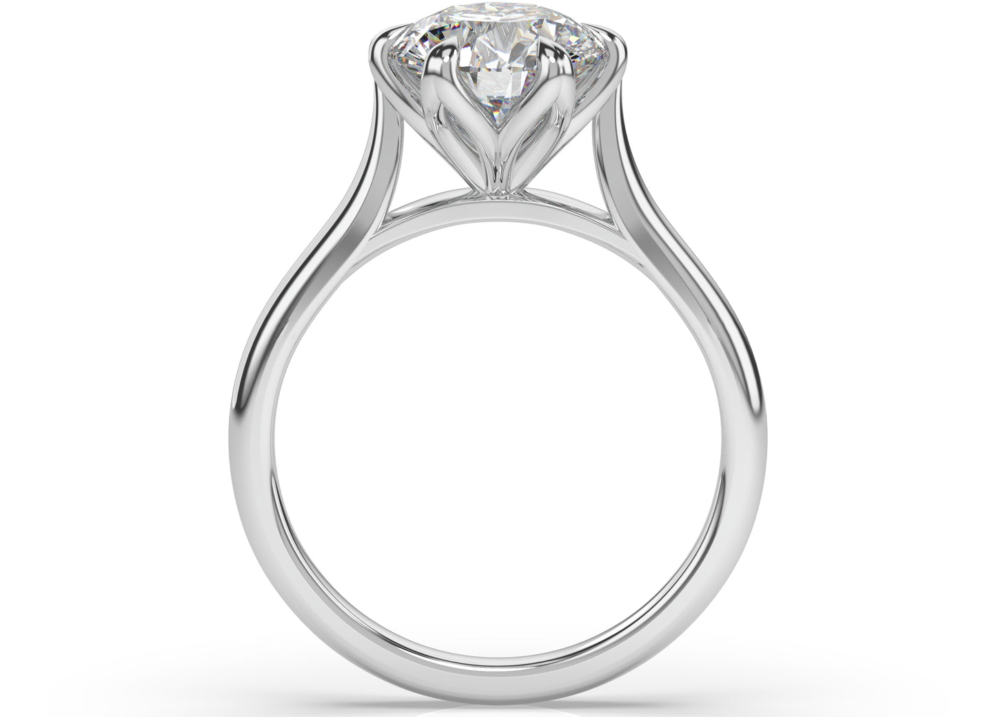 Round Brilliant White Gold Six Claw Solitaire Moissanite Engagement Ring