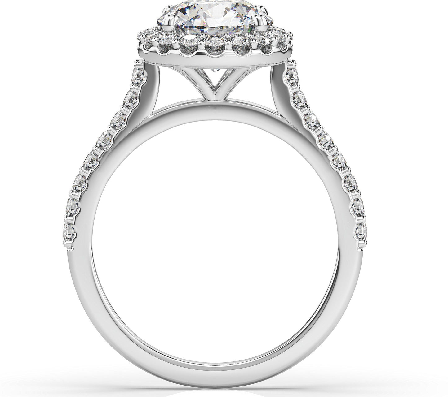 Round Brilliant White Gold Halo Moissanite Engagement Ring
