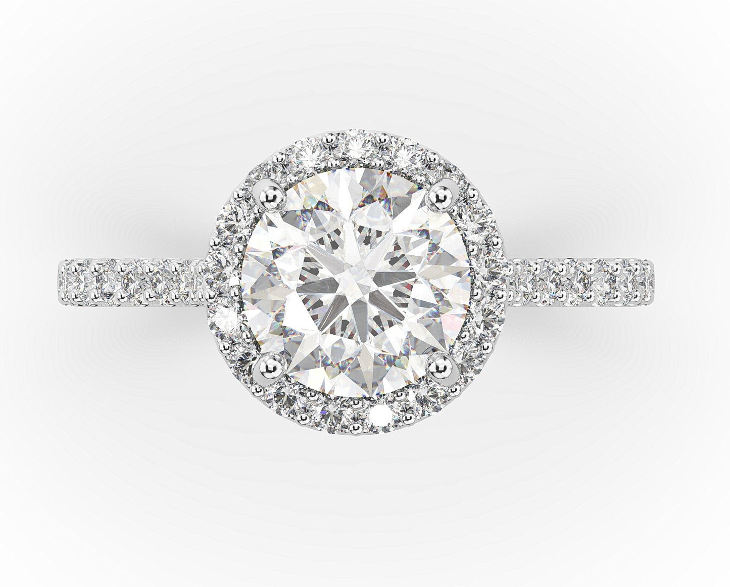 Round Brilliant White Gold Halo Moissanite Engagement Ring