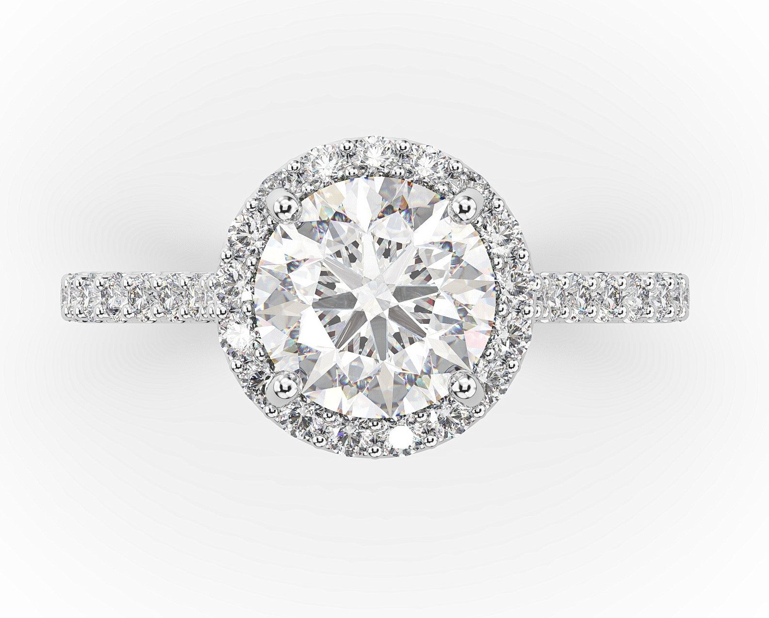 Round Brilliant White Gold Halo Moissanite Engagement Ring