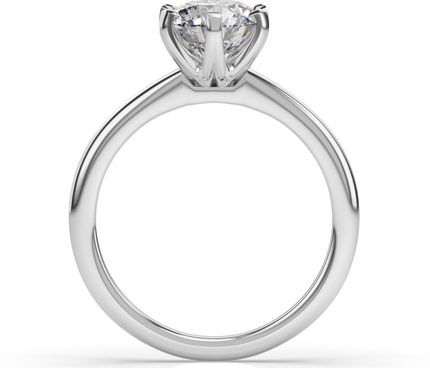 Round Brilliant White Gold Six Claw Solitaire Moissanite Engagement Ring