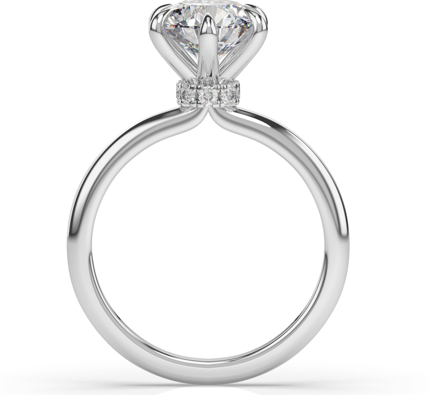 Round Brilliant White Gold Six Claw Solitaire Moissanite Engagement Ring