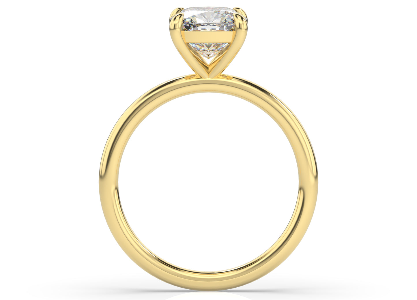 Cushion Yellow Gold Four Claw Solitaire Moissanite Engagement Ring