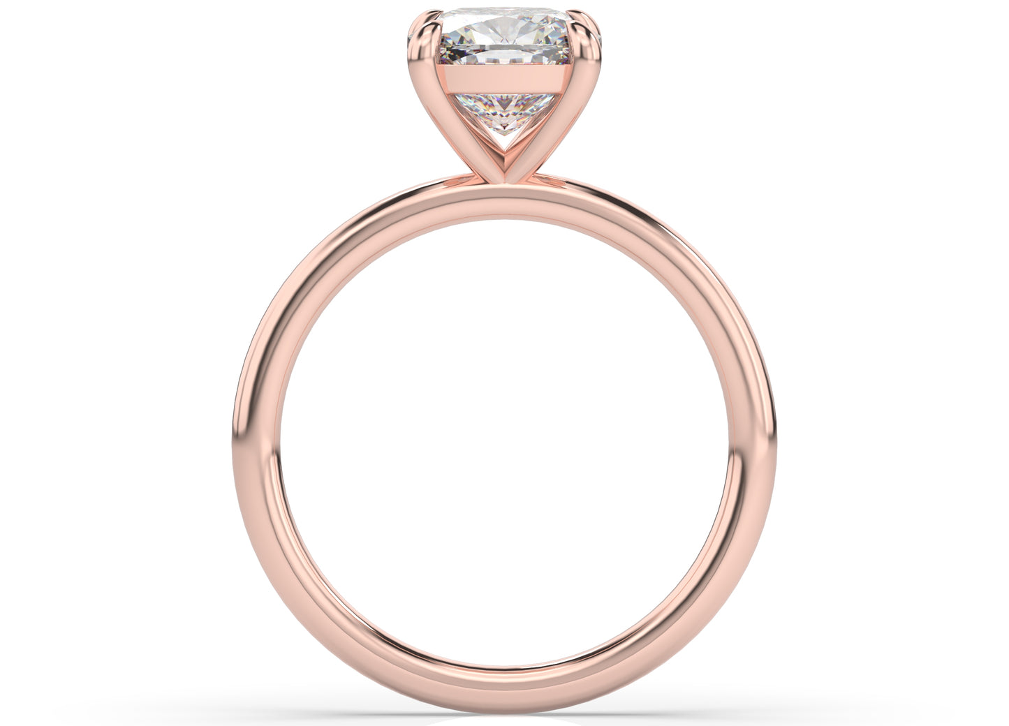Cushion Rose Gold Four Claw Solitaire Moissanite Engagement Ring