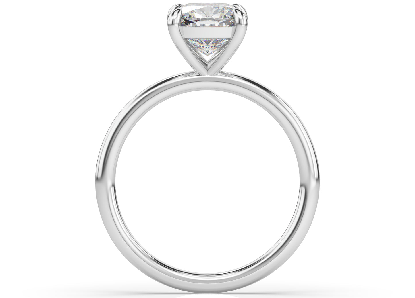Cushion White Gold Four Claw Solitaire Moissanite Engagement Ring