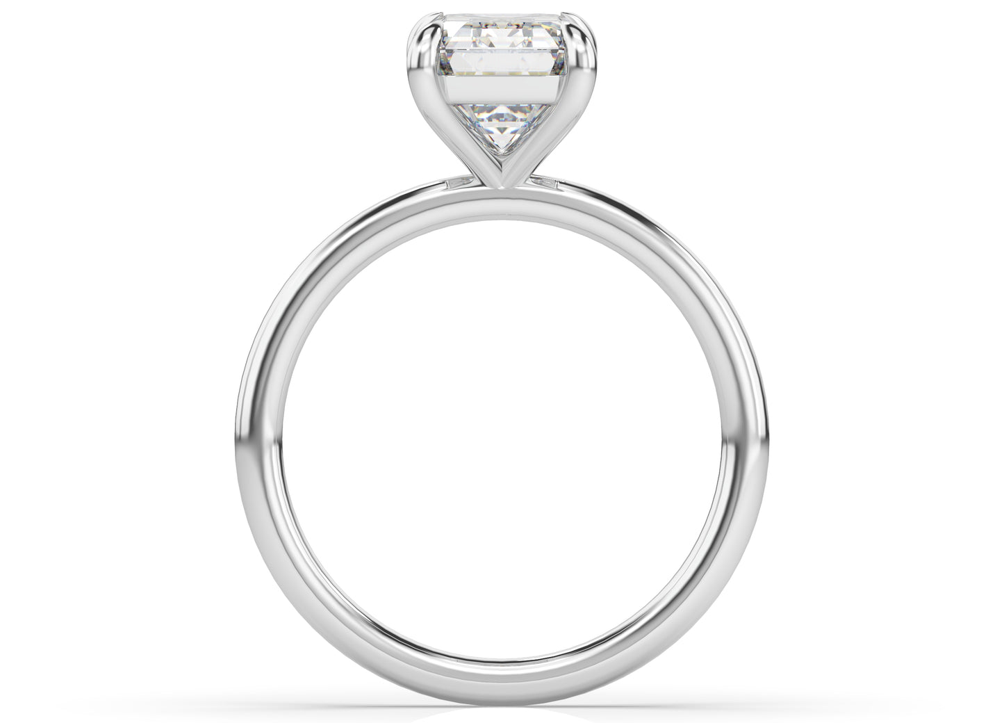 Emerald White Gold Four Claw Solitaire Moissanite Engagement Ring