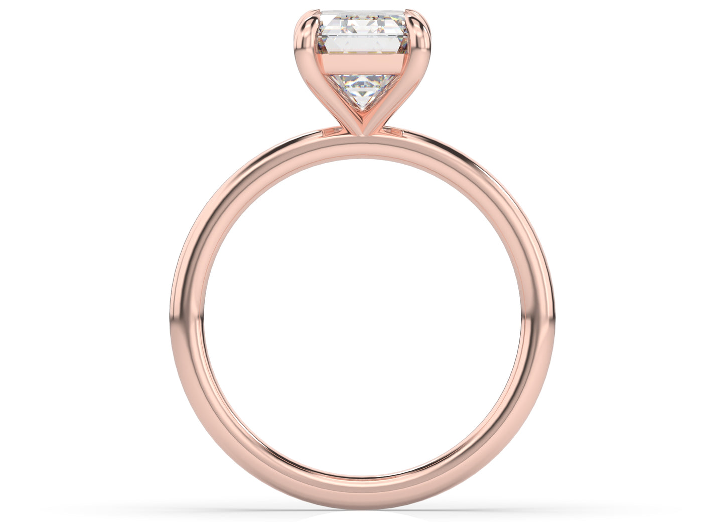 Emerald Rose Gold Four Claw Solitaire Moissanite Engagement Ring