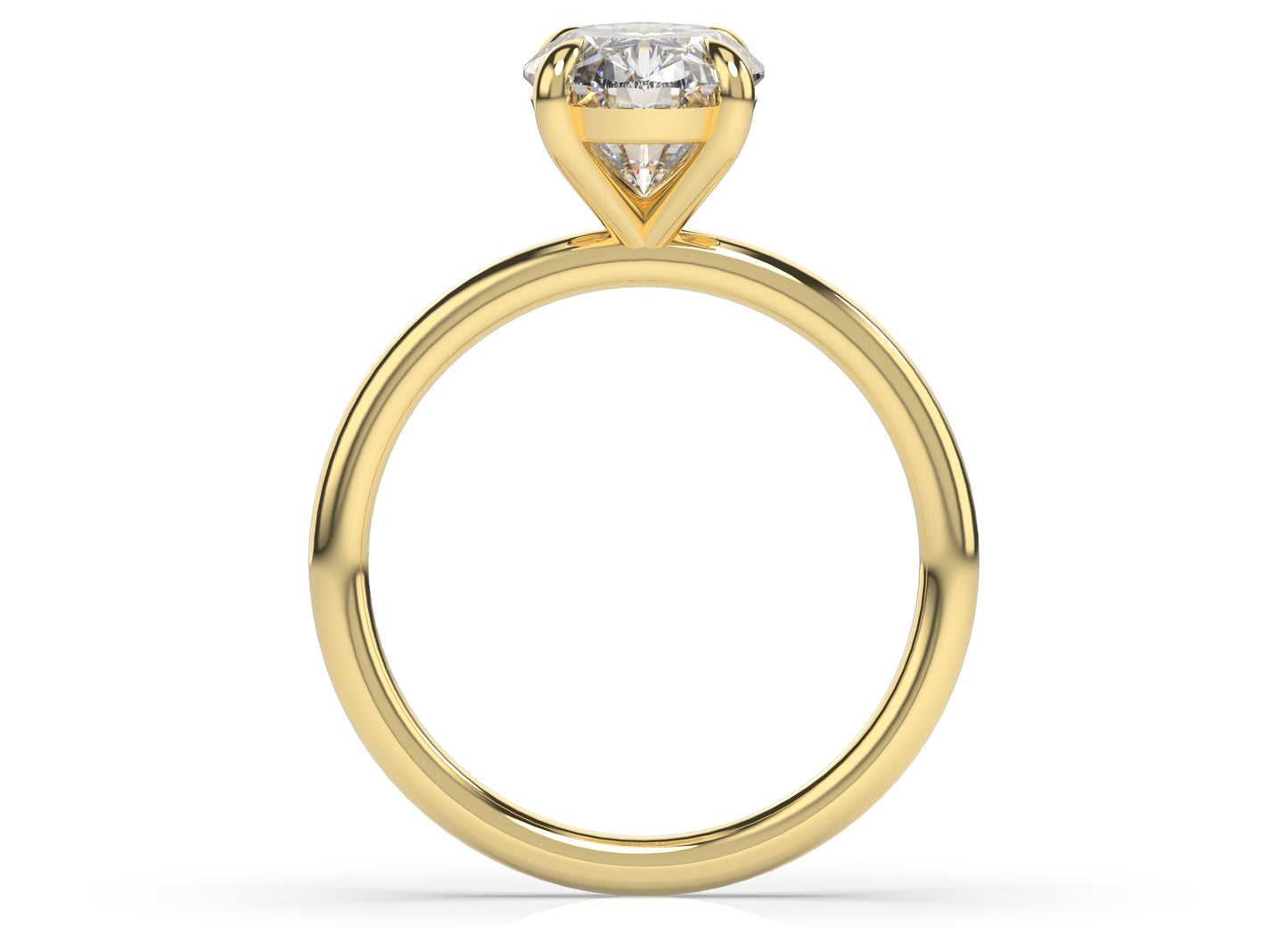 Oval Yellow Gold Four Claw Solitaire Moissanite Engagement Ring