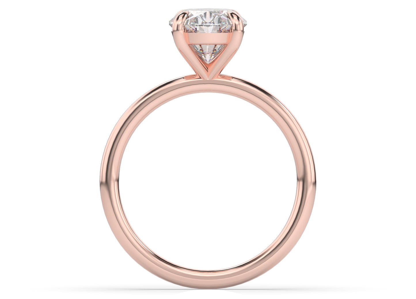 Oval Rose Gold Four Claw Solitaire Moissanite Engagement Ring