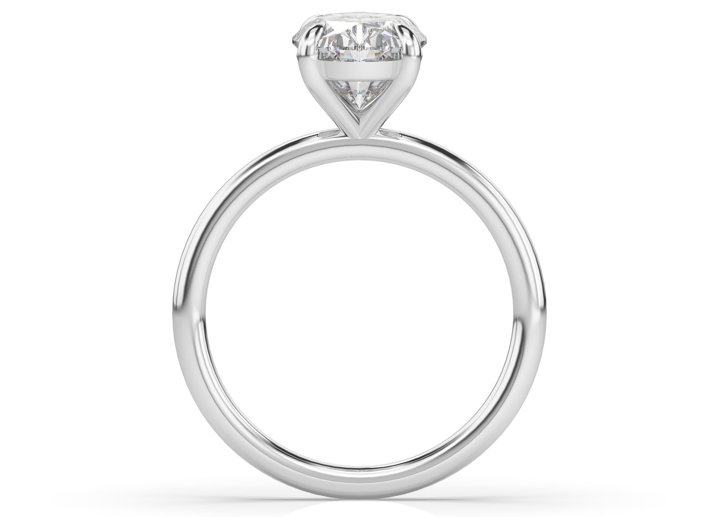 Oval White Gold Four Claw Solitaire Moissanite Engagement Ring