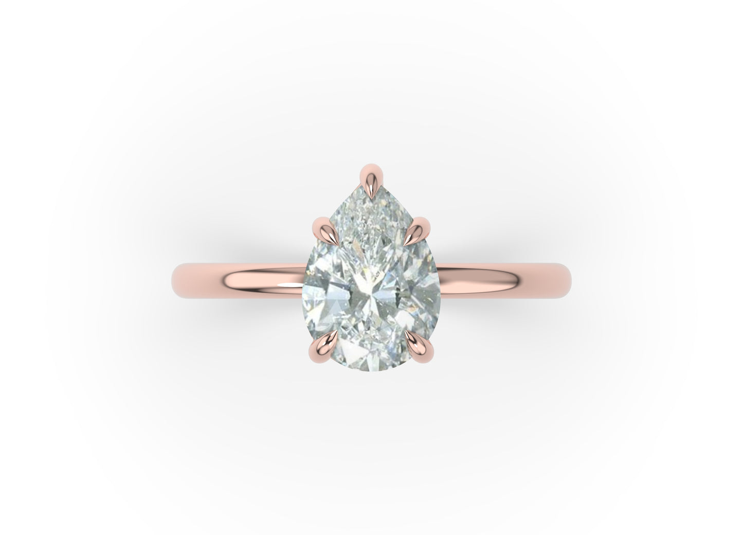 Pear Rose Gold Four Claw Solitaire Moissanite Engagement Ring