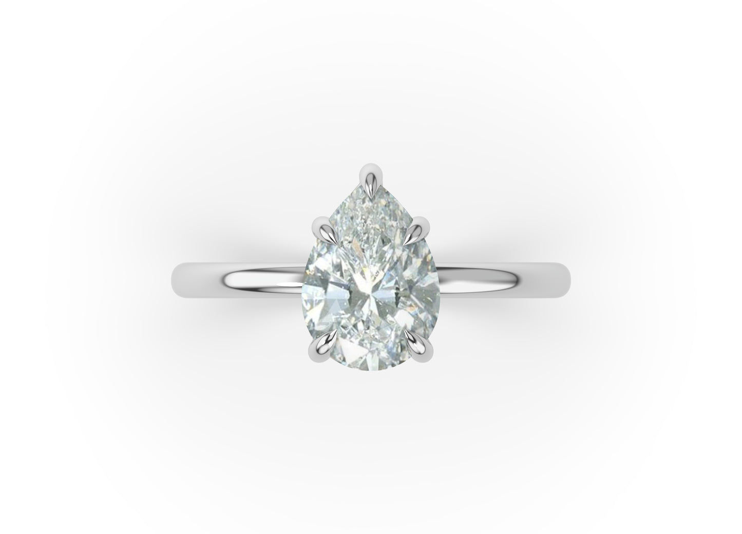 Pear White Gold Four Claw Solitaire Moissanite Engagement Ring