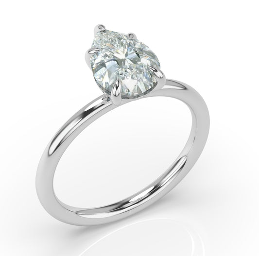 Pear White Gold Four Claw Solitaire Moissanite Engagement Ring
