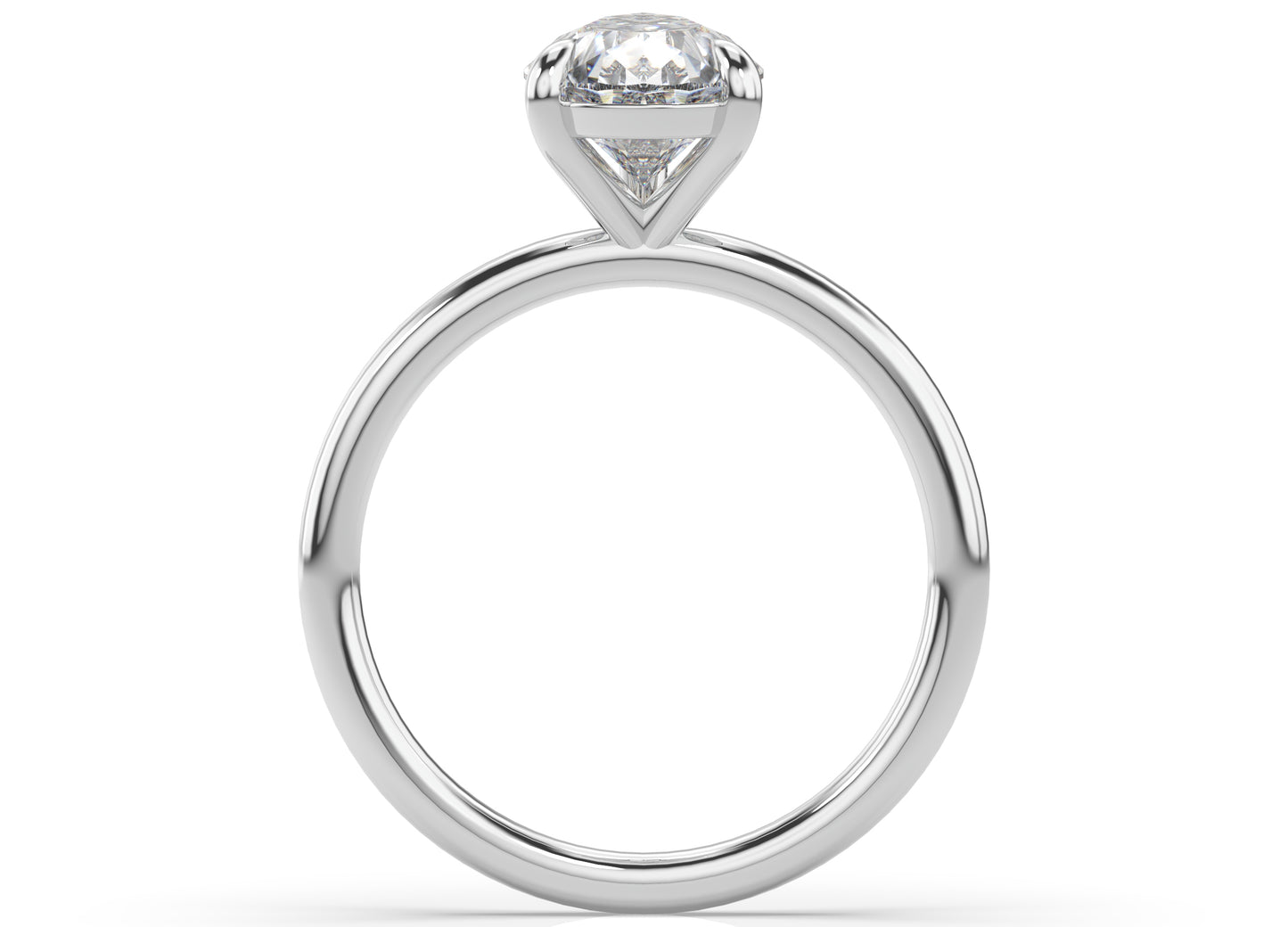 Pear White Gold Four Claw Solitaire Moissanite Engagement Ring