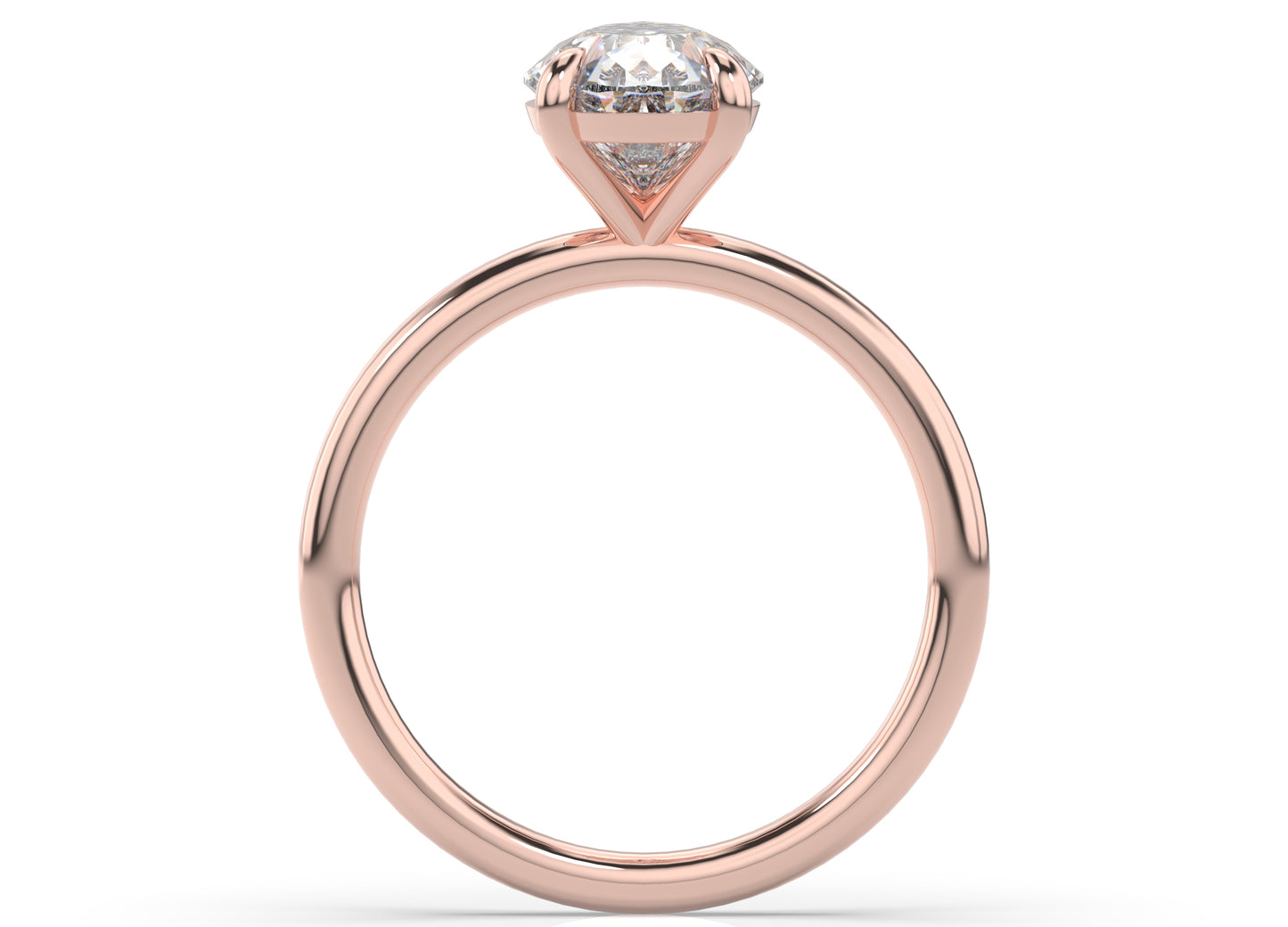 Pear Rose Gold Four Claw Solitaire Moissanite Engagement Ring