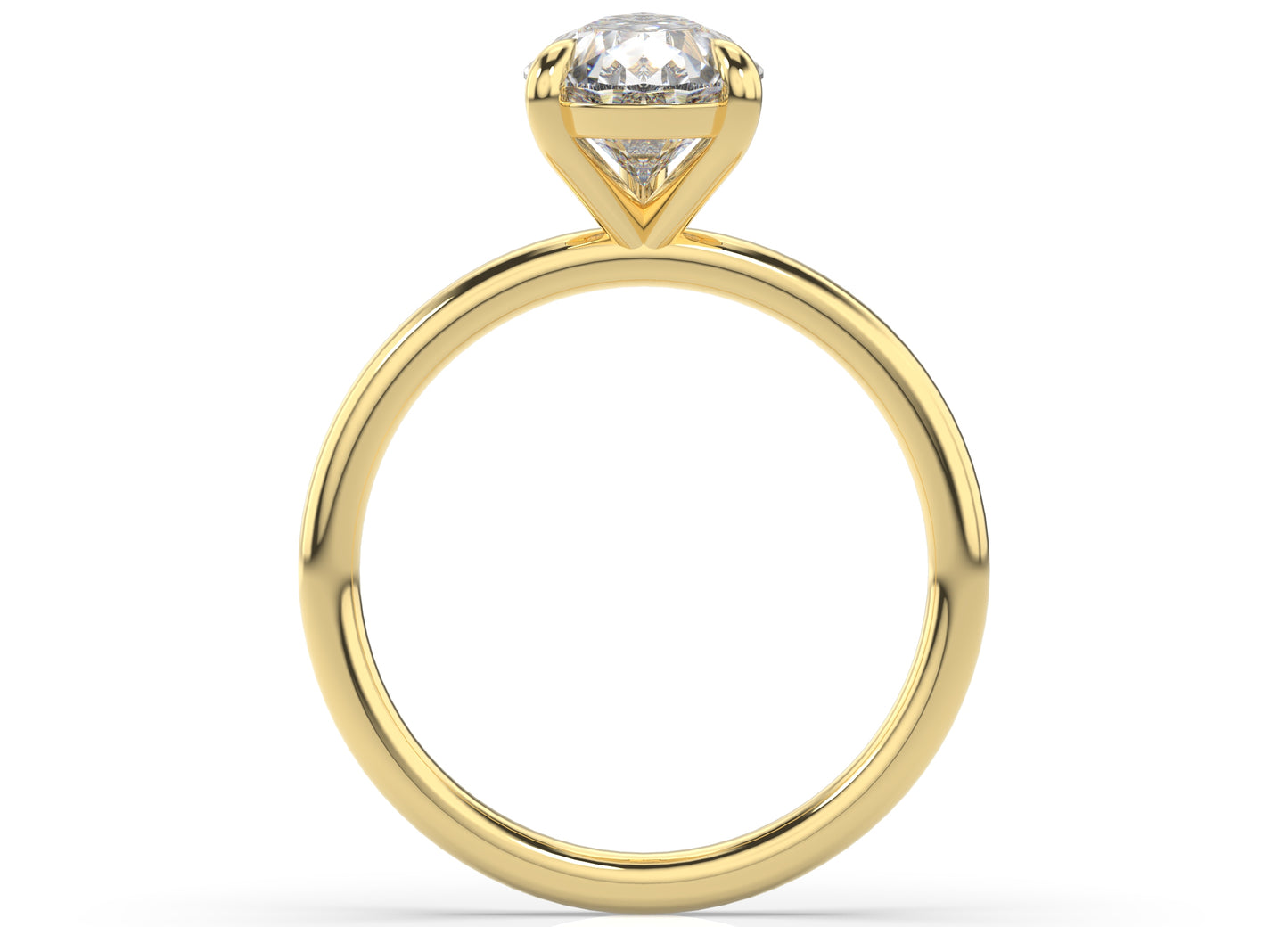 Pear Yellow Gold Four Claw Solitaire Moissanite Engagement Ring