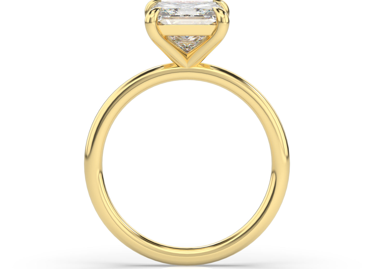 Princess Yellow Gold Four Claw Solitaire Moissanite Engagement Ring