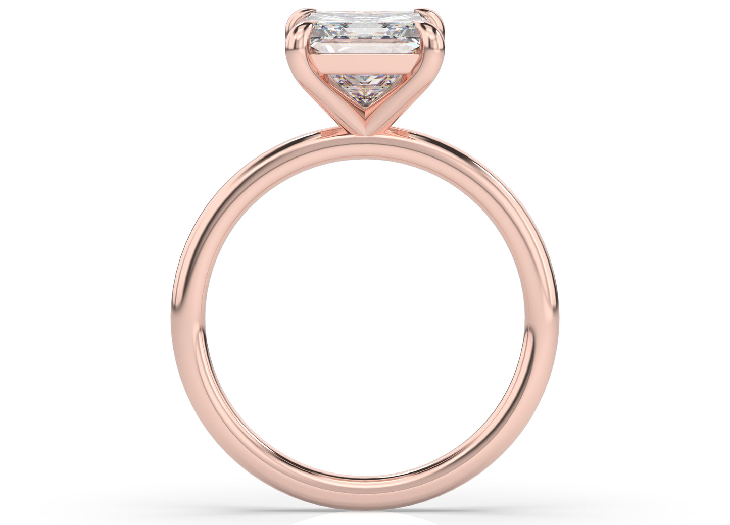 Princess Rose Gold Four Claw Solitaire Moissanite Engagement Ring
