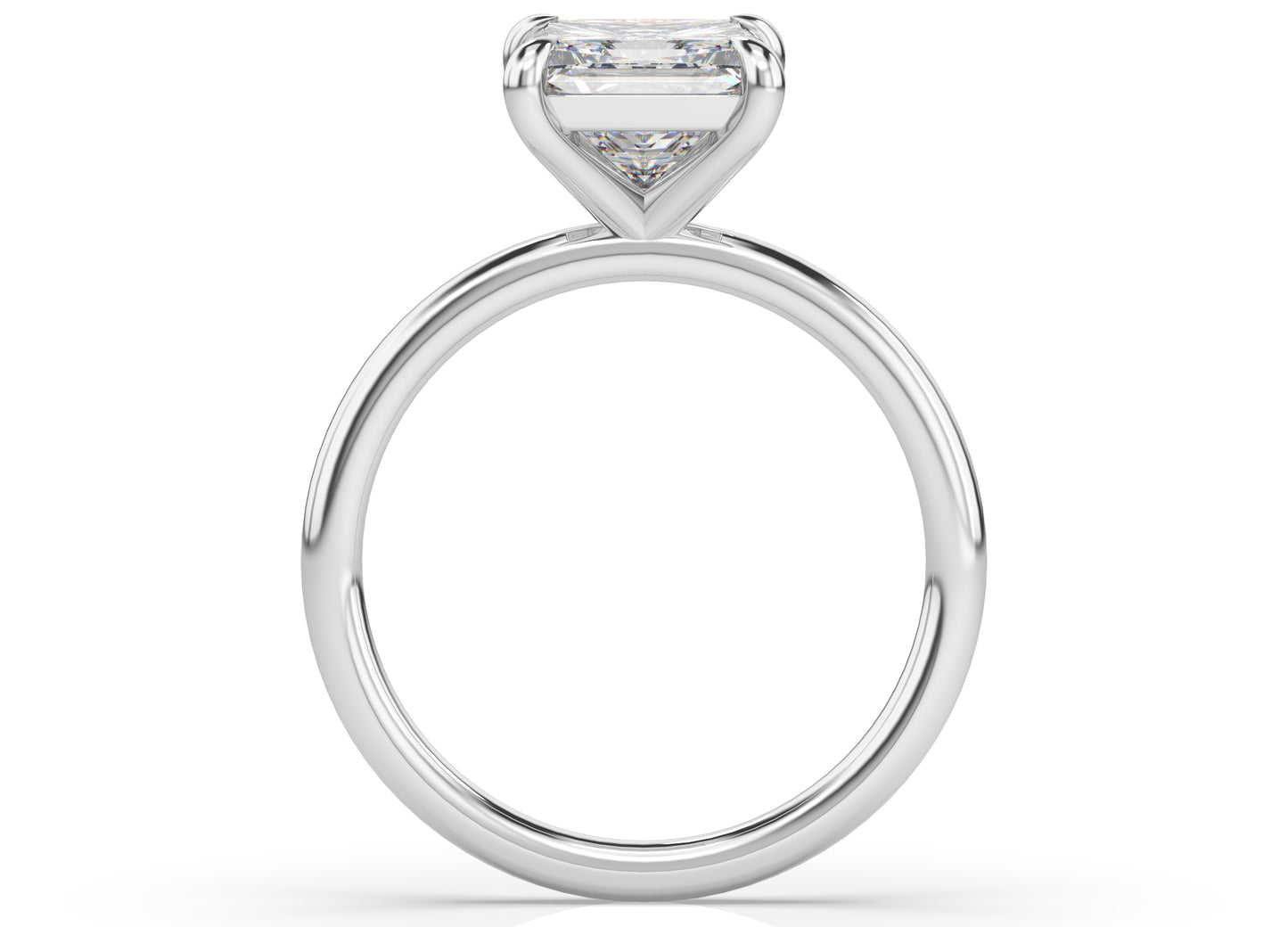 Princess White Gold Four Claw Solitaire Moissanite Engagement Ring