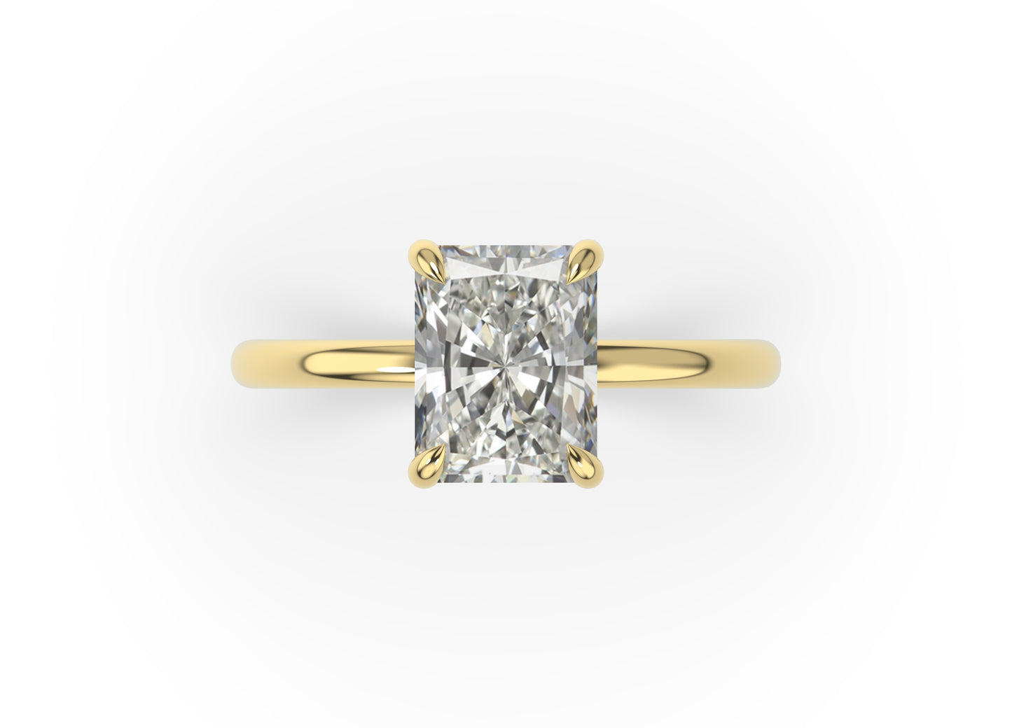 Radiant White Gold Four Claw Solitaire Moissanite Engagement Ring
